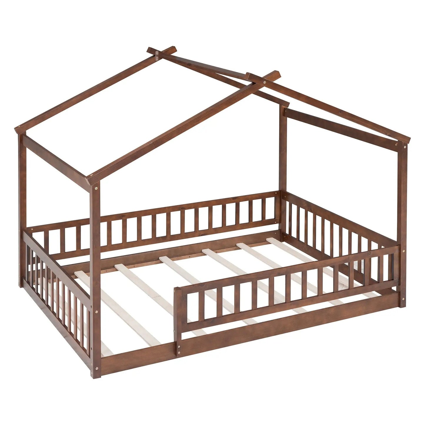 Bed House Bed Frame With Fence canopy bed in dark brown wood by Unique Piece Furniture on Tampa Home & Garden Store