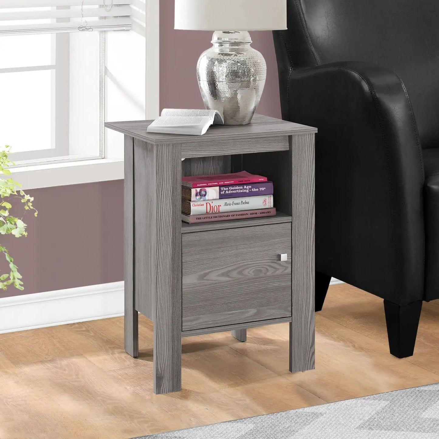 Accent Nightstand With Storage and Transitional