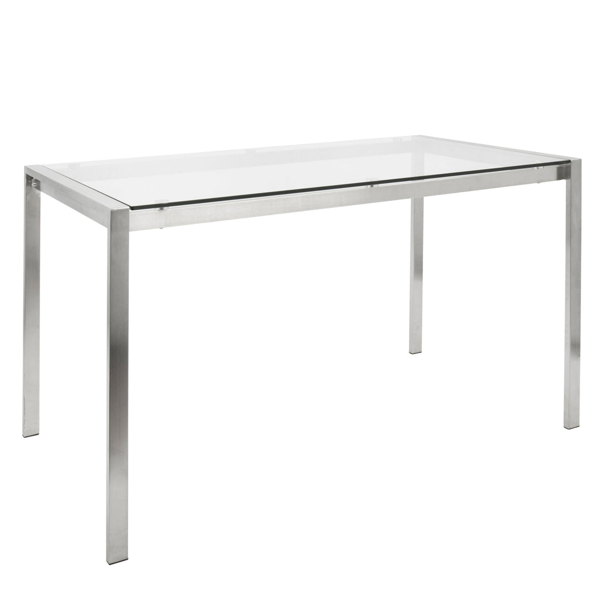 Fuji modern dining table with glass top and brushed stainless steel frame HouseOfZazla on Tampa Home & Garden Store
