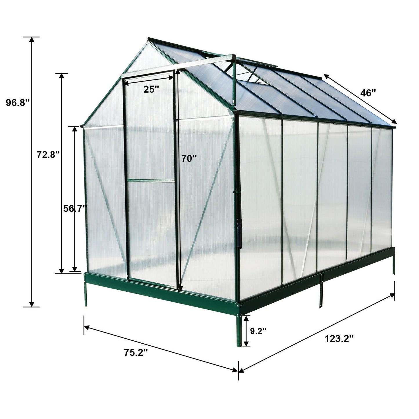 Heavy Duty Polycarbonate Greenhouse Kit and Door