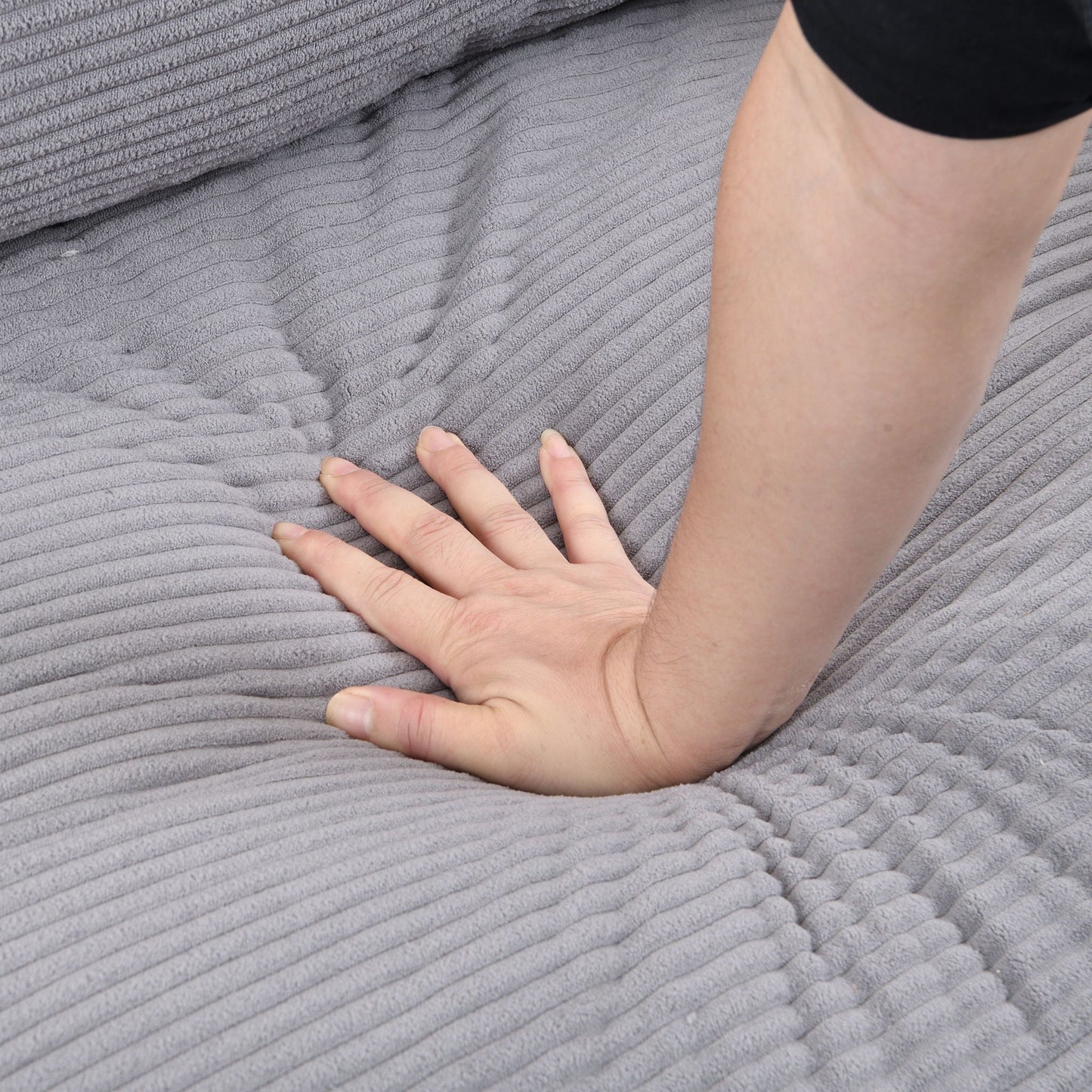 Modern Upholstered Three Seater Sofa and Pillows