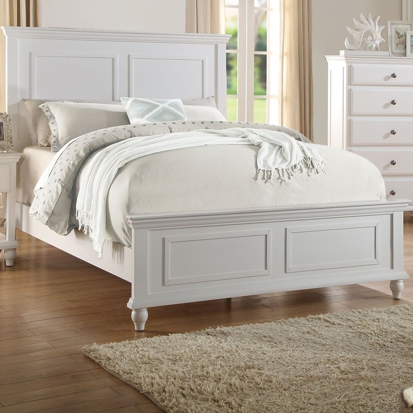 3 piece bedroom set HouseOfZazla, white with two nightstands and headboard and footboard bed on Tampa Home & Garden Store
