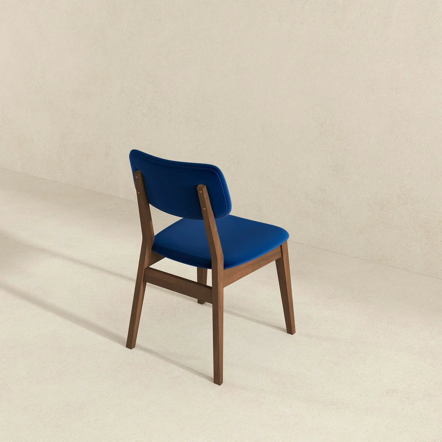 Carlos solid-back side chair set of 2 with blue upholstered seats and wood legs on Tampa Home & Garden Store
