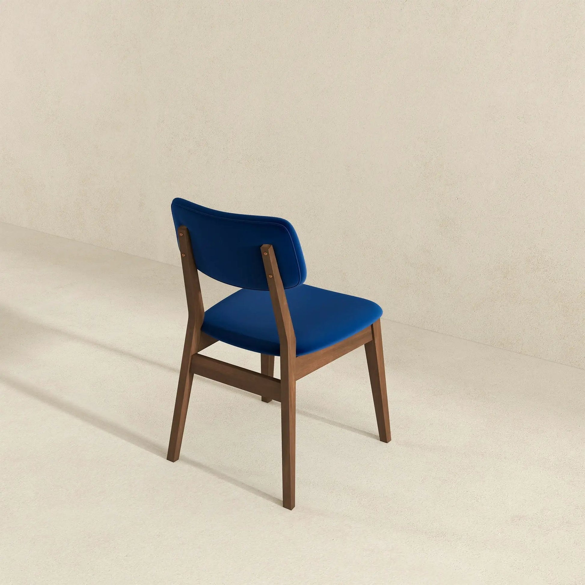 Carlos solid-back side chair set of 2 with blue upholstered seats and wood legs on Tampa Home & Garden Store