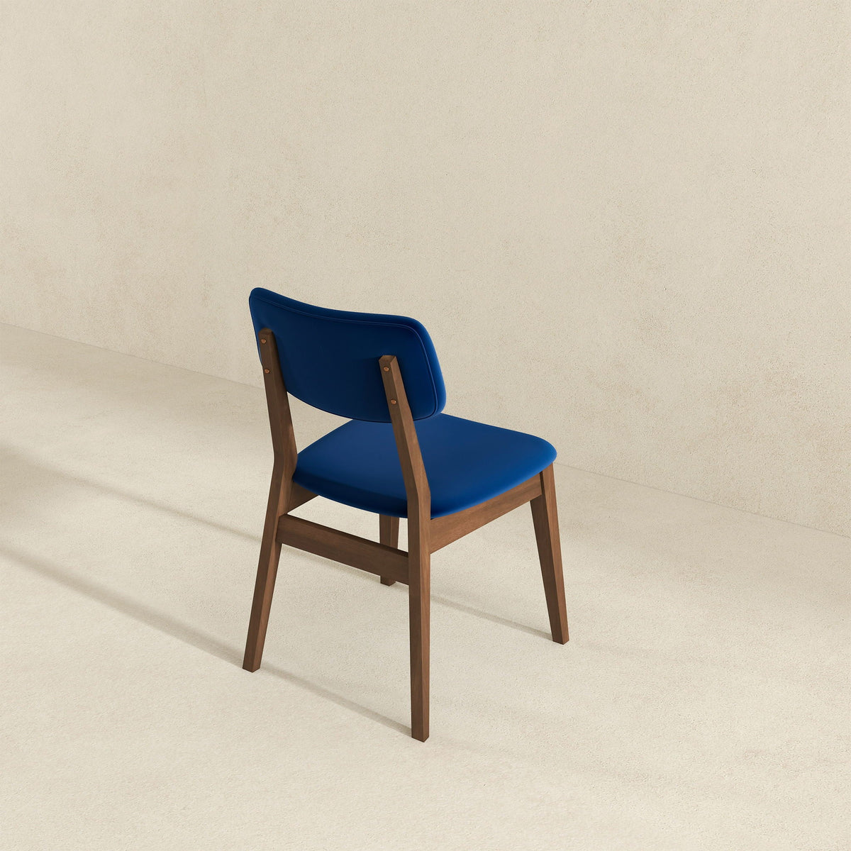 Solid back side chair set in blue with wooden legs, mid-century modern design by HouseOfZazla on Tampa Home & Garden Store