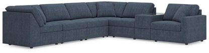 Modmax ink blue stationary sectional, Lshaped with cushions and glass-top Unique Piece Furniture on Tampa Home & Garden Store