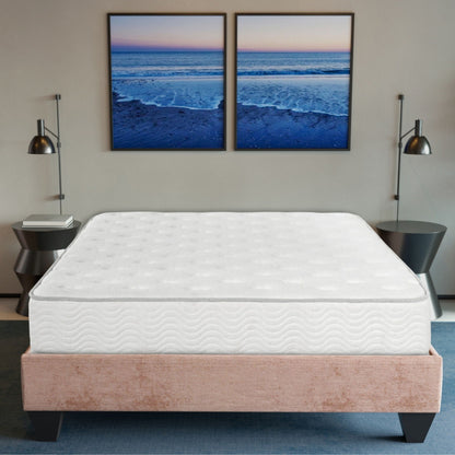Premium 9in medium pocket spring hybrid mattresses (2) with white quilted covers on Tampa Home & Garden Store