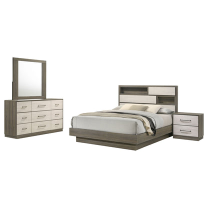 4 Piece Queen Bedroom Set with Storage and Mirror