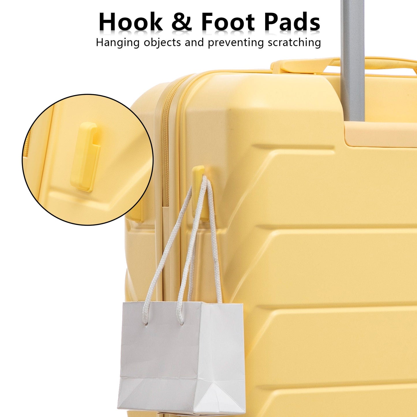 3-piece yellow luggage set by HouseOfZazla with spinner wheels and combination locks on Tampa Home & Garden Store