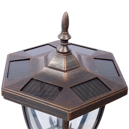 Stratford heavy-duty cast aluminum mailbox post with solar lantern light brown finish on Tampa Home & Garden Store