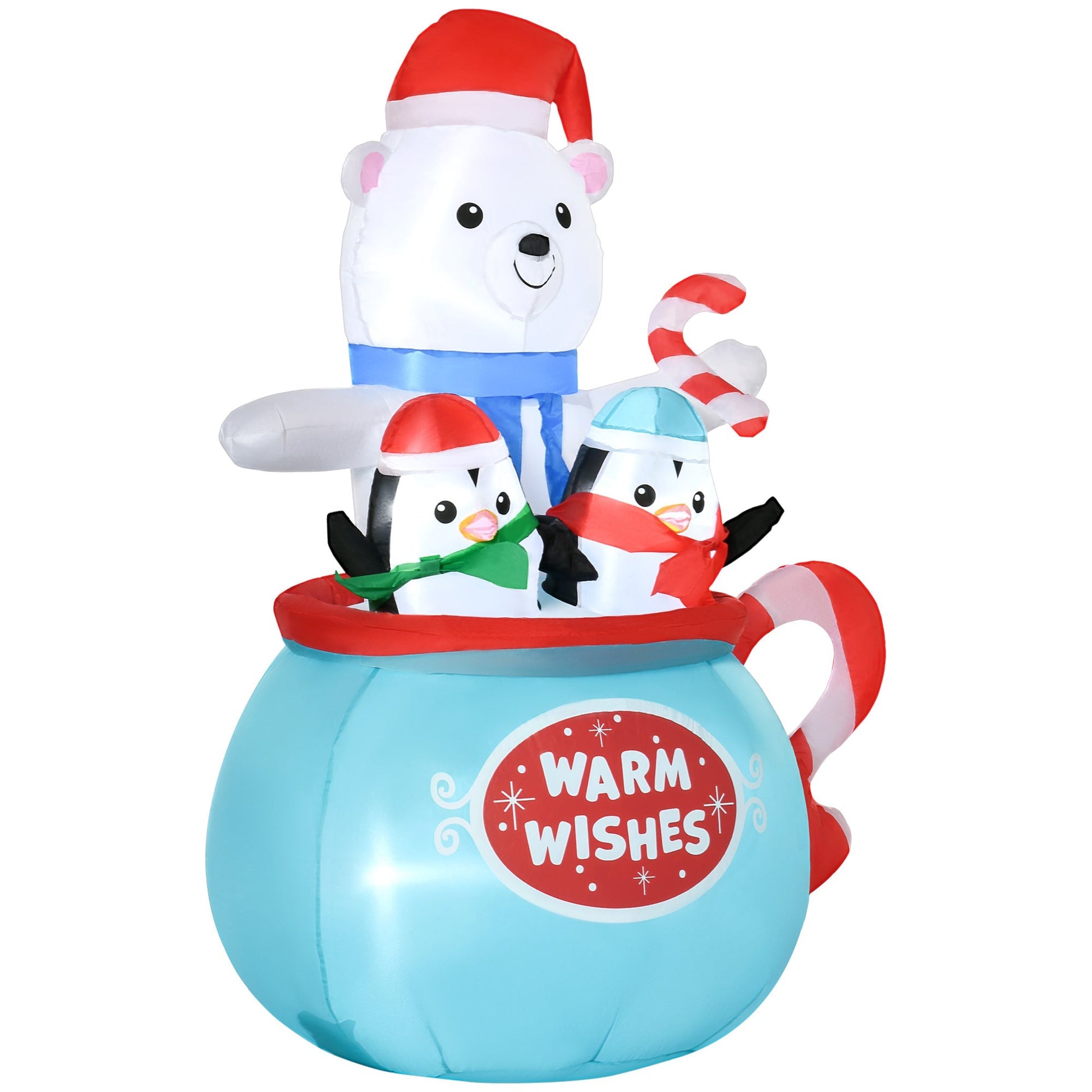Outsunny 5ft Christmas inflatable yard decor polar bear with penguins in blue cup on Tampa Home & Garden Store