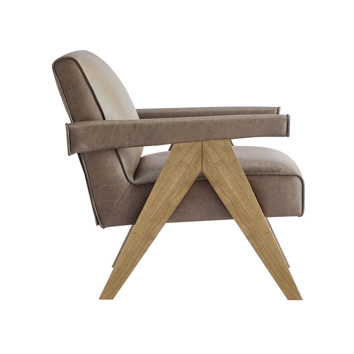 Nessi Arm Chair with solid wood A-Frame in brown leather by HouseOfZazla on Tampa Home & Garden Store