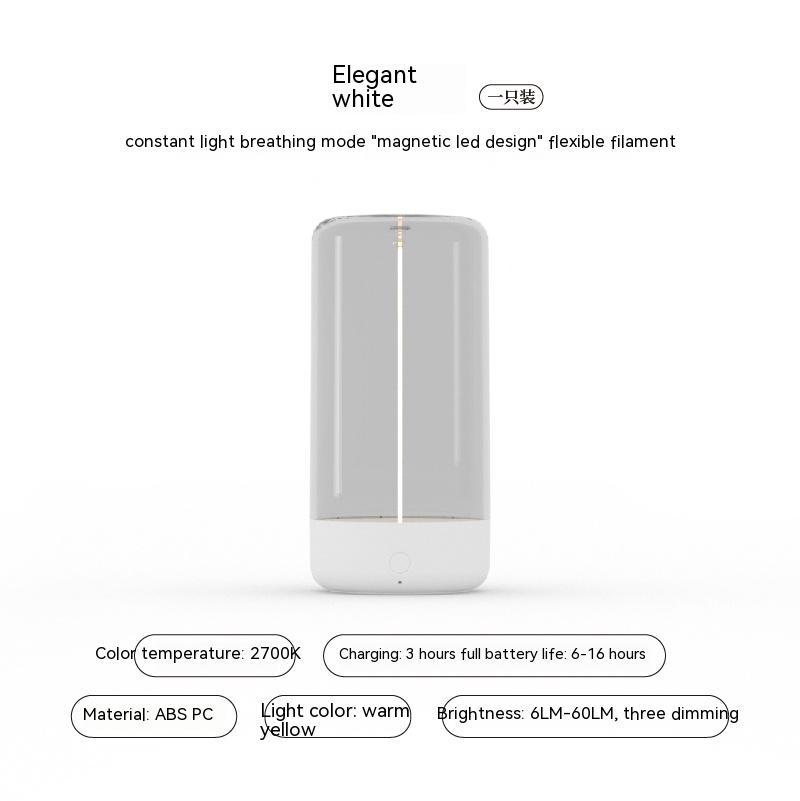 LED camping light night light, Type-C rechargeable, warm white 2700K, ABS PC body with white base on Tampa Home & Garden Store