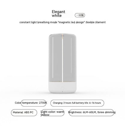 LED camping light night light, Type-C rechargeable, warm white 2700K, ABS PC body with white base on Tampa Home & Garden Store