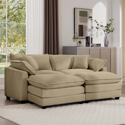 Modern oversized modular cushion sofa with ottoman beige fabric HouseOfZazla deep seating on Tampa Home & Garden Store