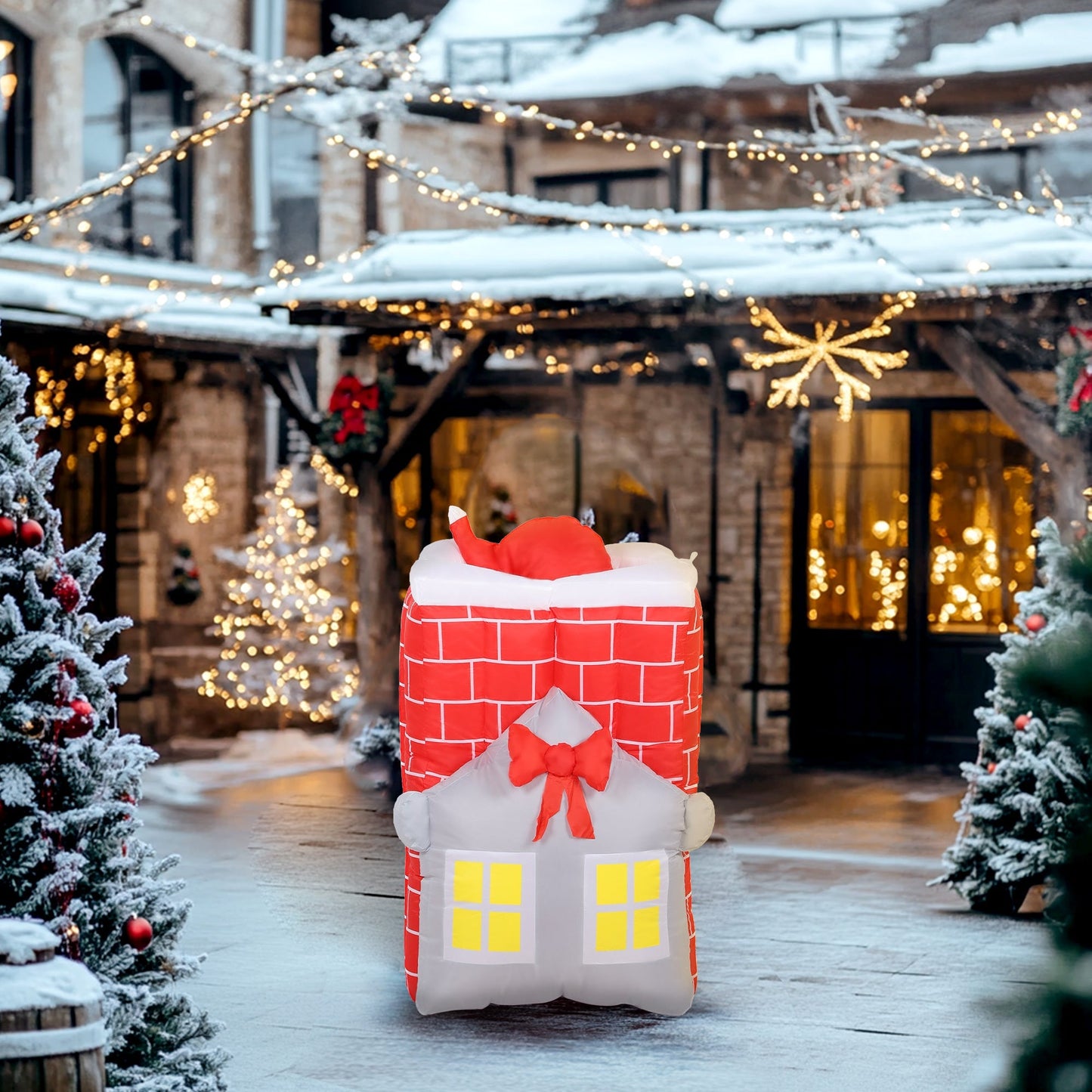7FT Christmas Inflatable Santa in brick chimney with LED lights, HouseOfZazla on Tampa Home & Garden Store