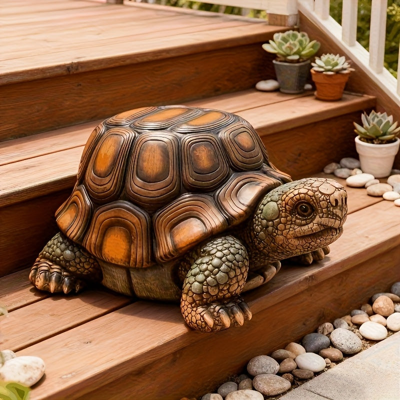 18in Garden Turtle Statue Stool resin sculpture, multi-tone brown shell, HouseOfZazla on Tampa Home & Garden Store
