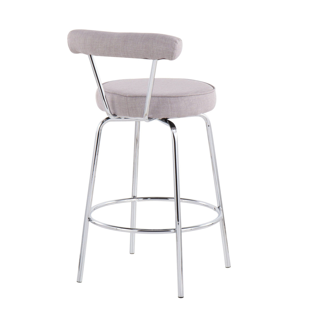 Contemporary Counter Stool Set of 2 with gray fabric upholstery and chrome legs HouseOfZazla on Tampa Home & Garden Store