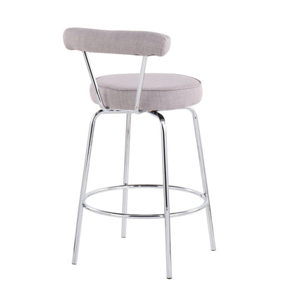 Contemporary Counter Stool Set of 2 with gray fabric upholstery and chrome legs HouseOfZazla on Tampa Home & Garden Store