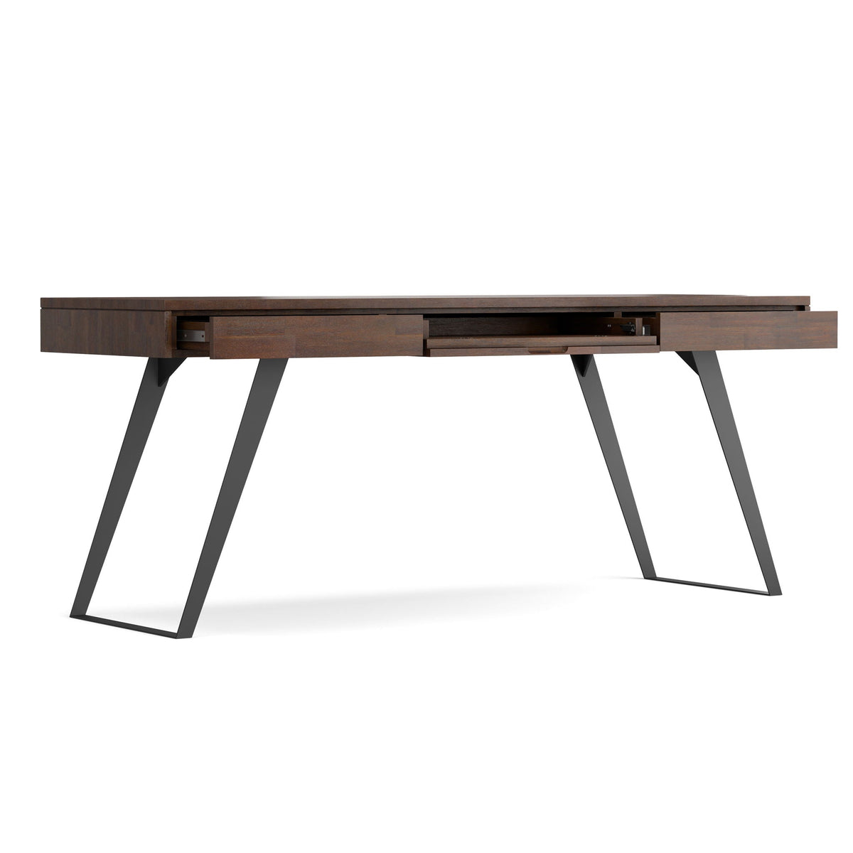 Handcrafted Acacia Desk And Drawer Storage by HouseOfZazla, dark wood with open drawers on Tampa Home & Garden Store
