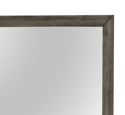 Modern design wall mirror by HouseOfZazla with dark gray metal frame and beveled corner on Tampa Home & Garden Store