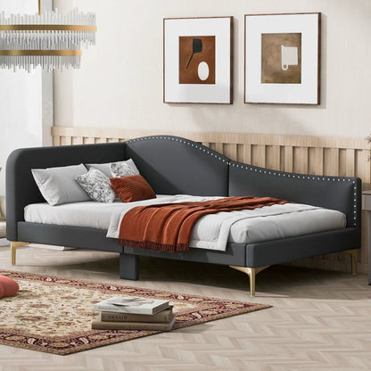Upholstered Daybed with Headboard and Armrest