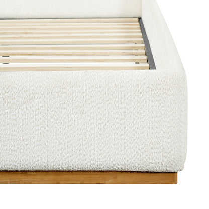 Luxury Upholstered Bed With Wings by HouseOfZazla with white frame and wooden slat base on Tampa Home & Garden Store