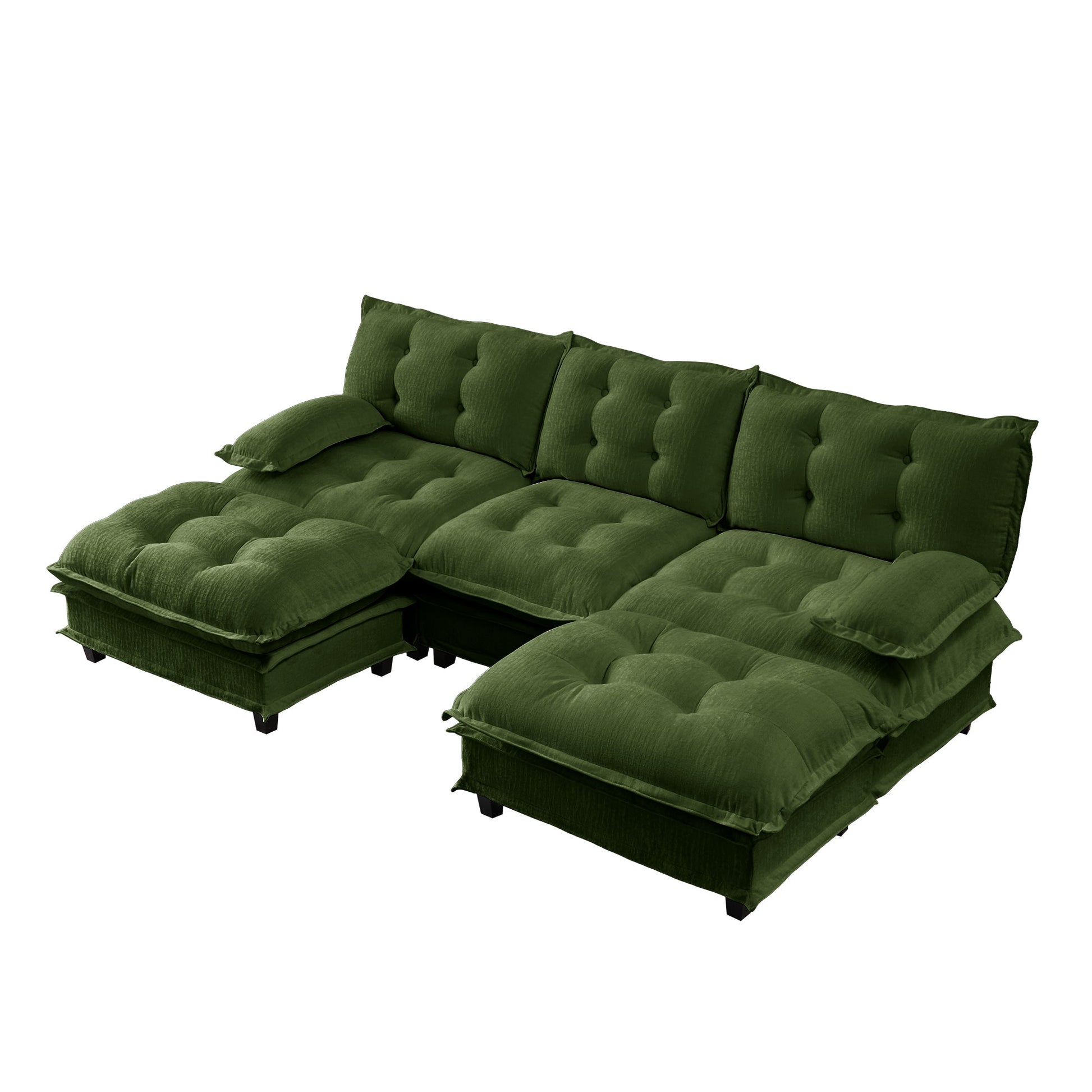 107-inch U-shaped modern sofa sectional in emerald green velvet with ottomans on Tampa Home & Garden Store