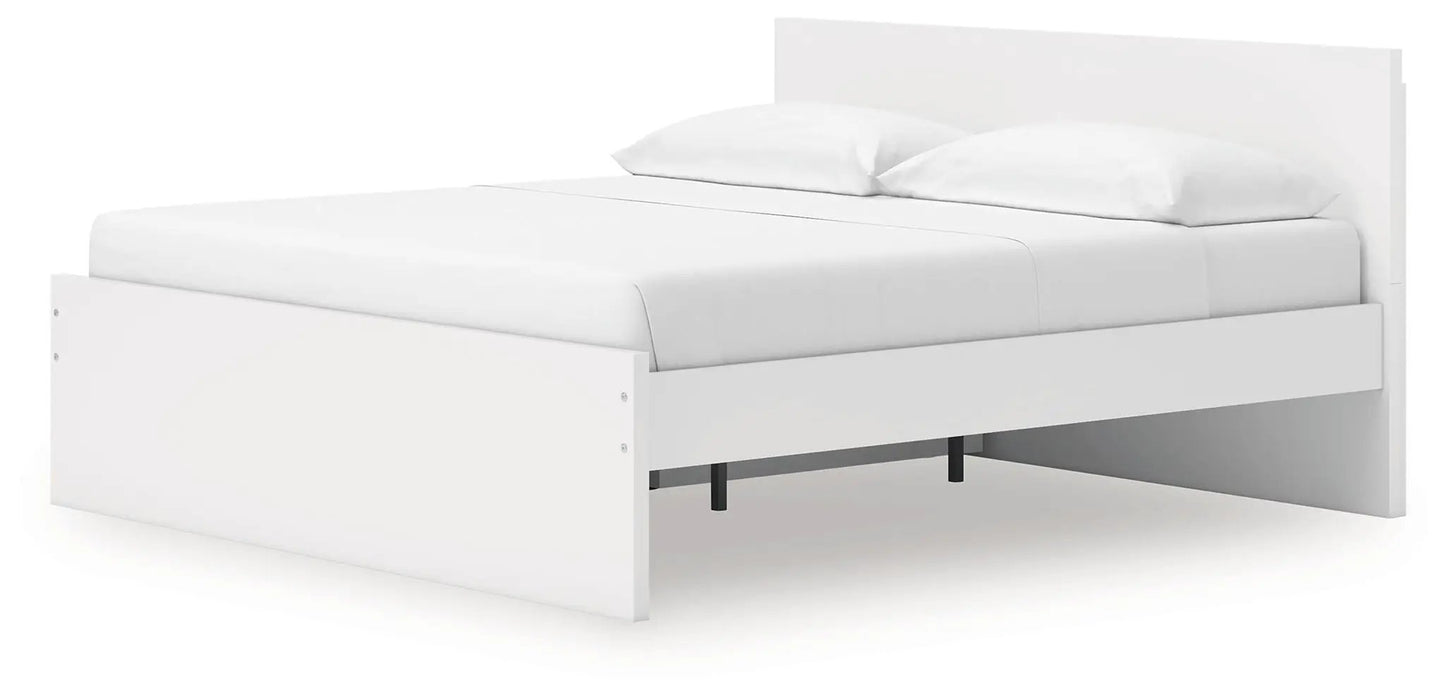 White panel platform storage bed with tall headboard on Tampa Home & Garden Store