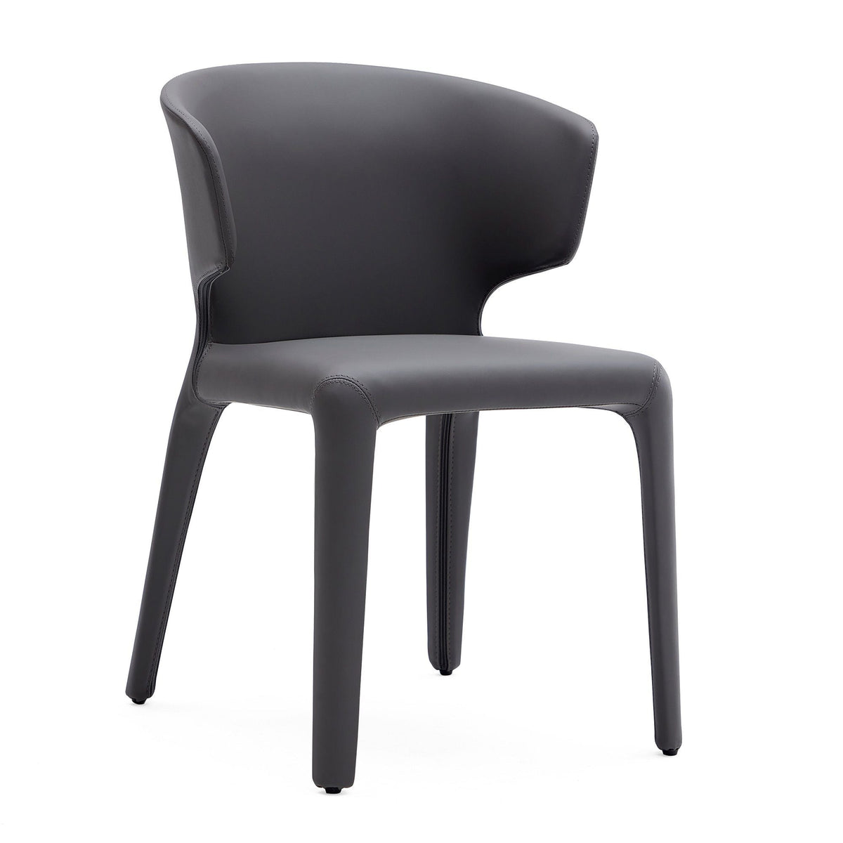 Conrad dining chair set of 2 with metal frame in charcoal gray faux leather on Tampa Home & Garden Store
