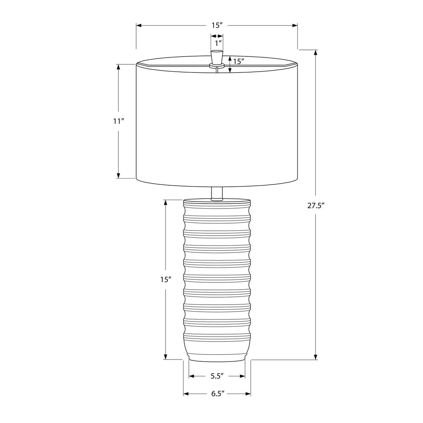 Table lamp resin base with ribbed cream finish and cream shade by Unique Piece Furniture on Tampa Home & Garden Store