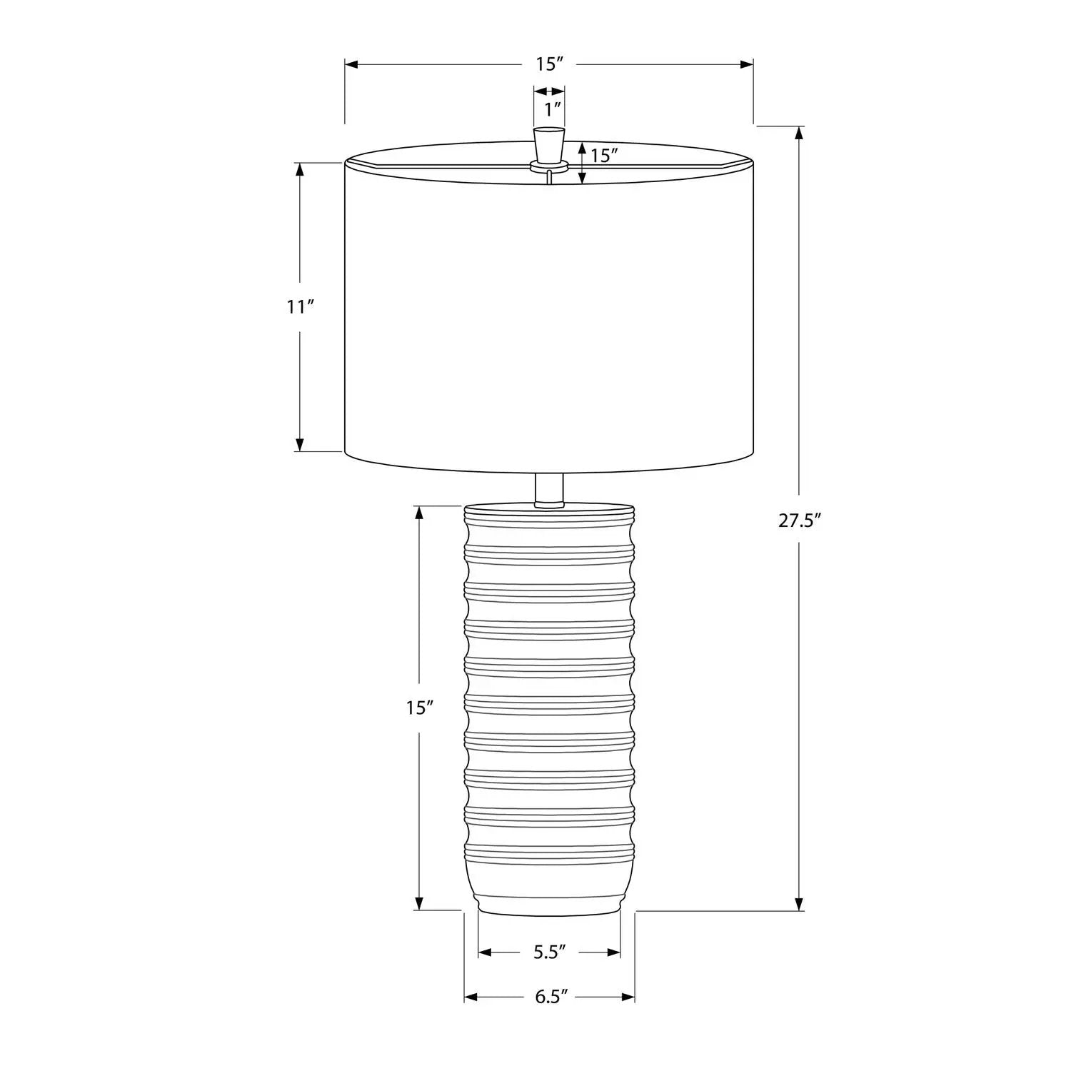 Table lamp resin base with ribbed cream finish and cream shade by Unique Piece Furniture on Tampa Home & Garden Store