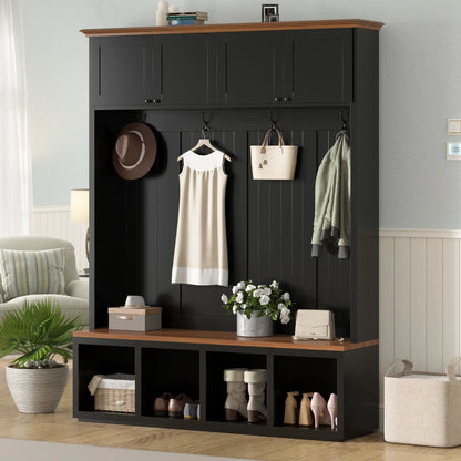 Entryway hall tree with bench and storage in dark charcoal finish by Unique Piece Furniture on Tampa Home & Garden Store