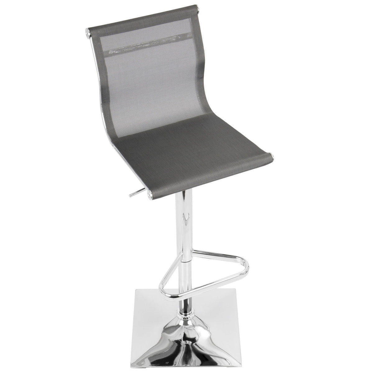 Contemporary adjustable barstool with swivel, pearl silver mesh back and seat, chrome base on Tampa Home & Garden Store