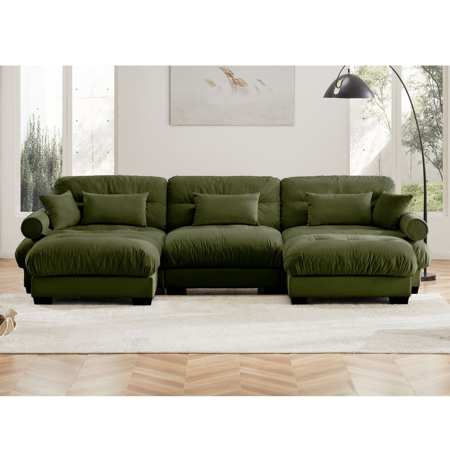 Oversized Modular Sofa with Movable Ottoman