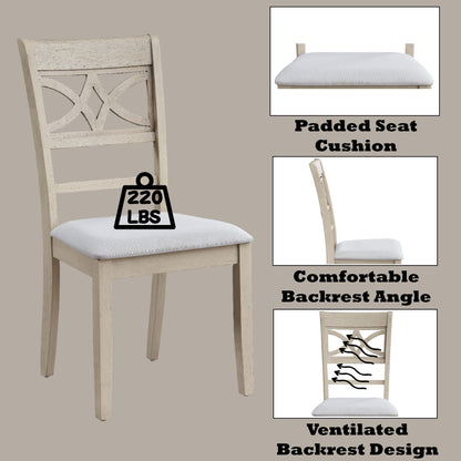 Antique gray side chair set of 2 with padded gray cushion and wooden frame for kids on Tampa Home & Garden Store