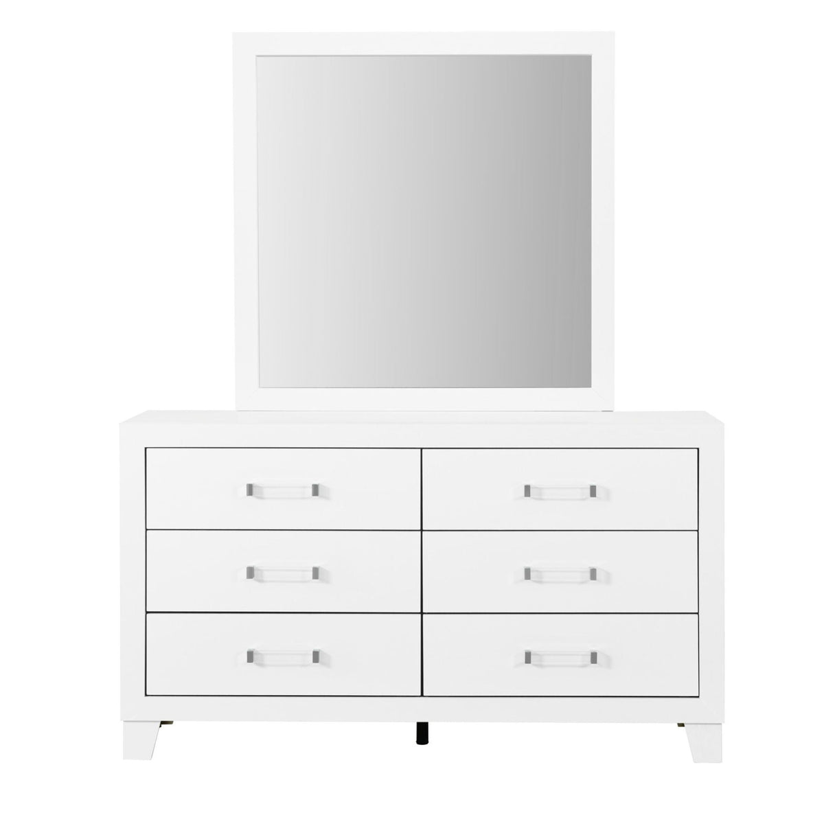 White mirror with sleek design and acrylic hardware, 39.56in wide, by HouseOfZazla on Tampa Home & Garden Store