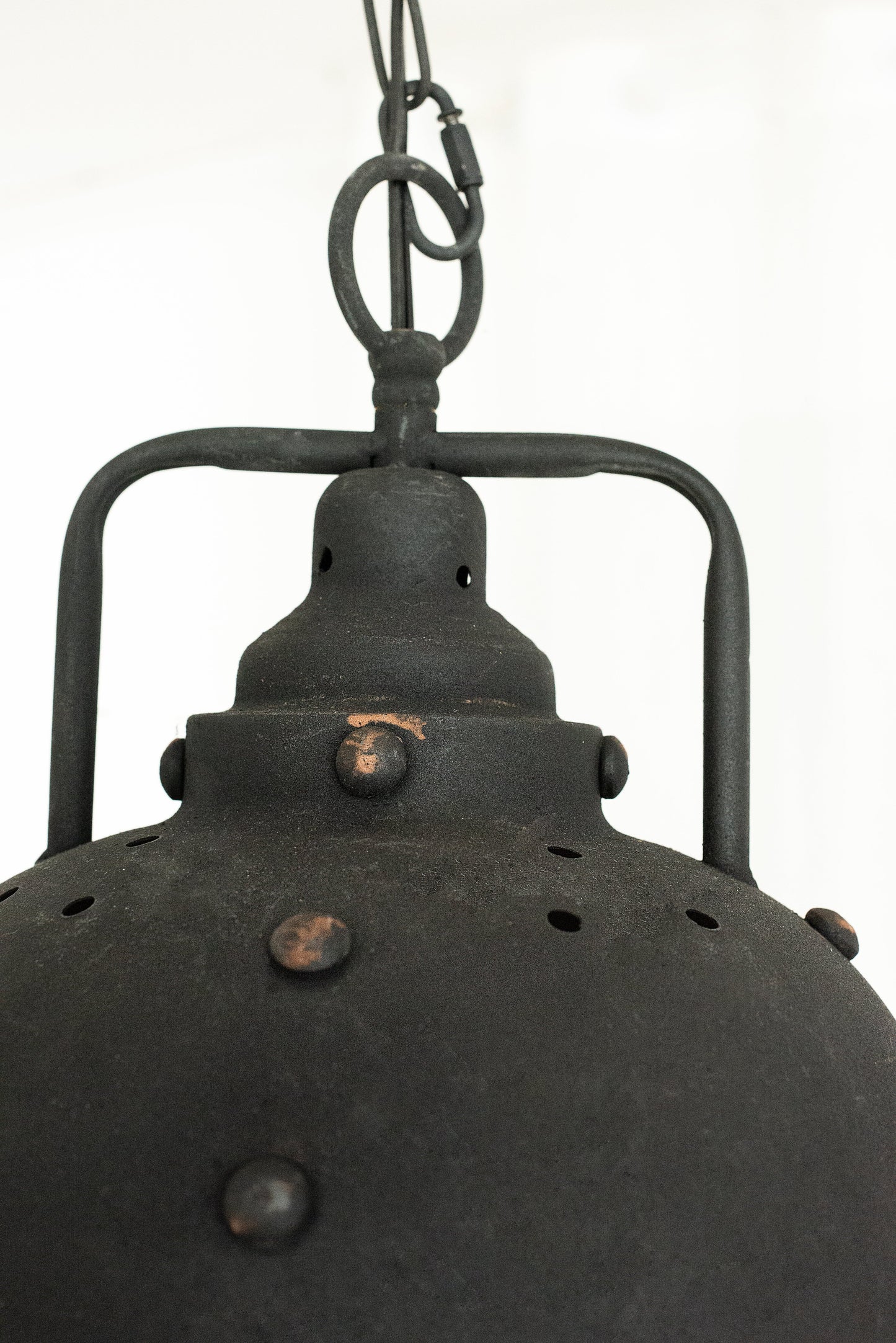 D10.4x11.4 Hanging Lamp, black metal with ring hanger and perforated shade, HouseOfZazla Lighting Timers on Tampa Home & Garden Store