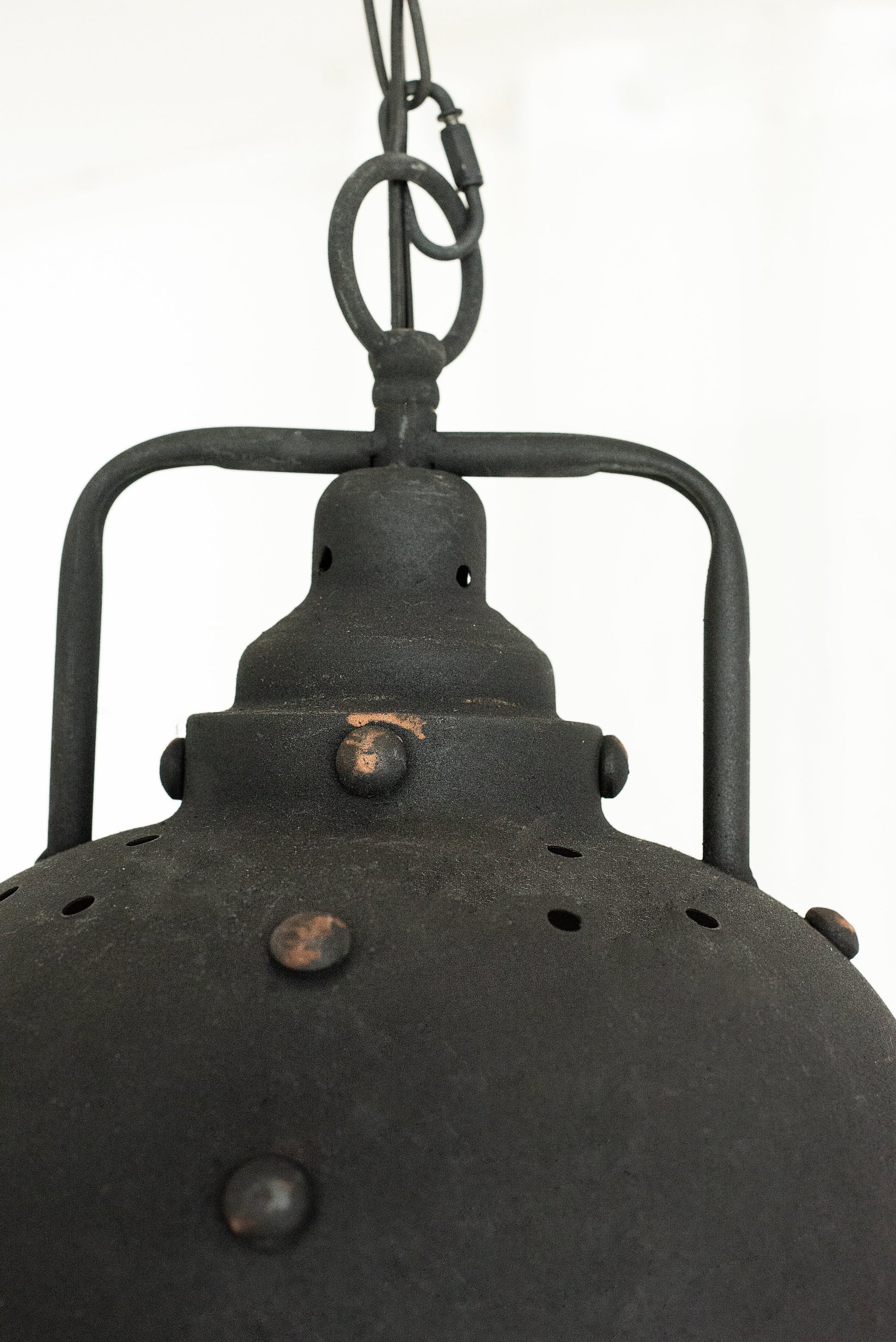 D10.4x11.4 Hanging Lamp, black metal with ring hanger and perforated shade, HouseOfZazla Lighting Timers on Tampa Home & Garden Store