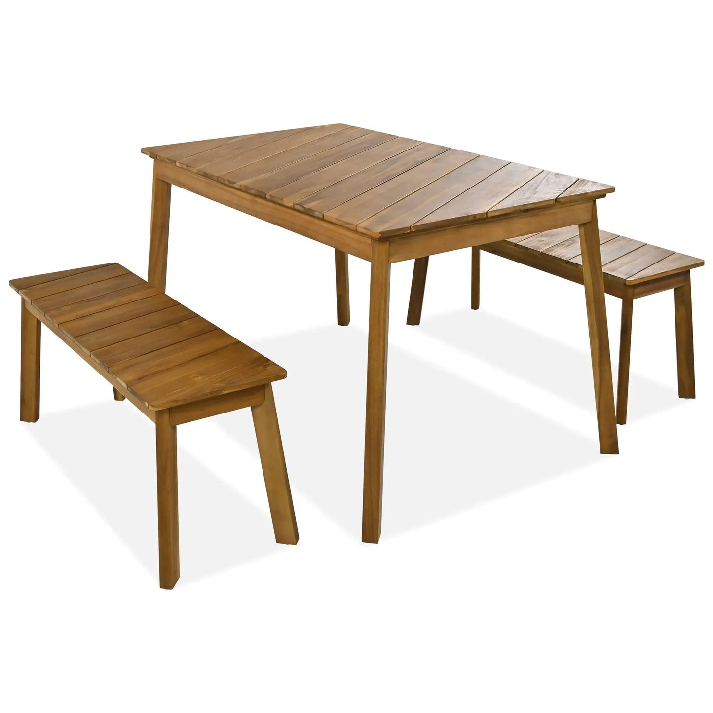 Acacia Wood Table Bench Set for Outdoor Patio