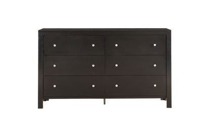 Elegant black dresser with 9 drawers, silver knobs and a clean transitional style on Tampa Home & Garden Store