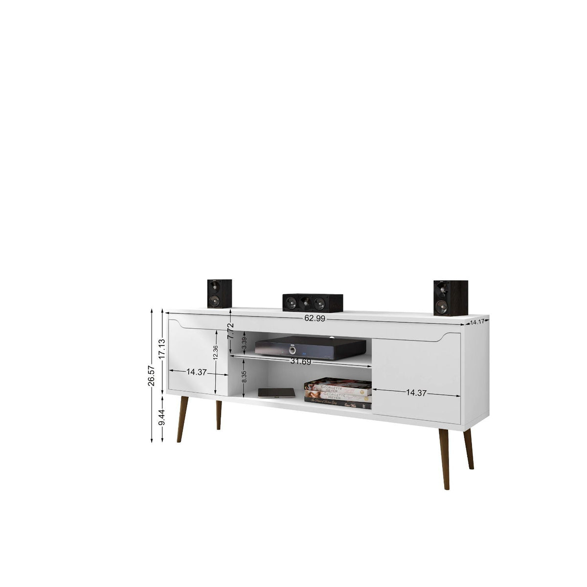 Bradley Modern TV Stand white wood with concealed storage by HouseOfZazla on Tampa Home & Garden Store