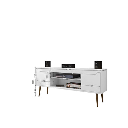 Bradley Modern TV Stand white wood with concealed storage by HouseOfZazla on Tampa Home & Garden Store