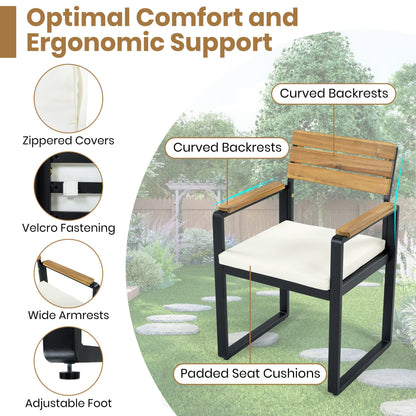Acacia Wood Outdoor Dining Set and Bench Frame