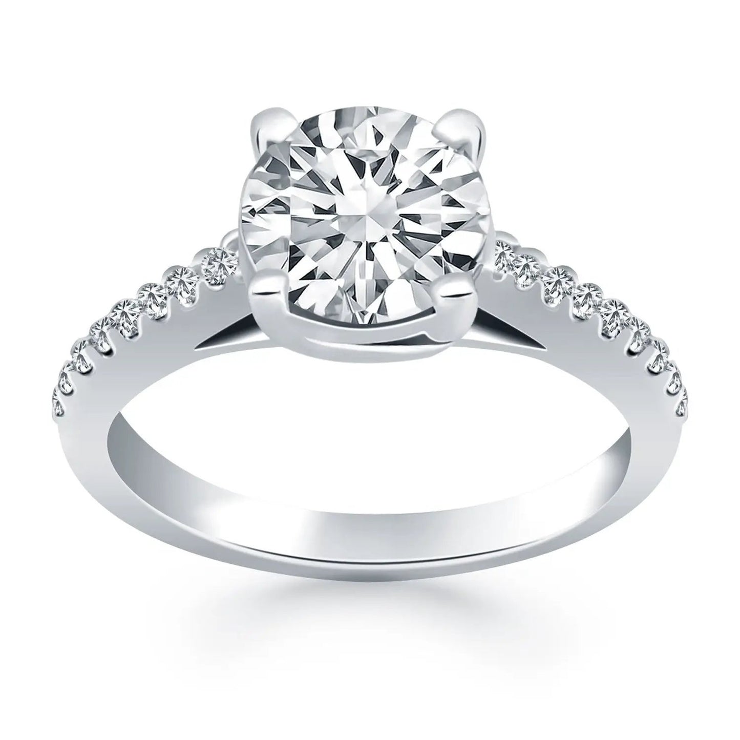 14k White Gold Trellis Diamond Engagement Ring center stone with pavé shoulders by Bids.com on Tampa Home & Garden Store