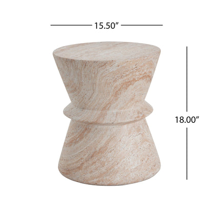 Side table beige travertine concrete, lightweight for outdoor indoor use on Tampa Home & Garden Store