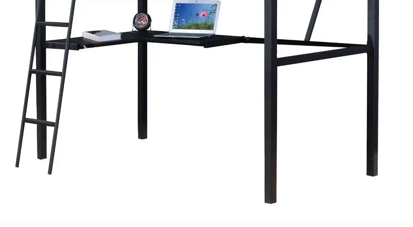 Senon Twin Loft Bed with Desk Black Silver