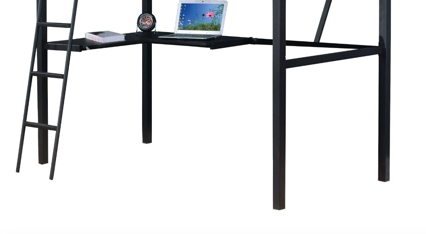 Senon Twin Loft Bed With Desk by HouseOfZazla, black/silver steel loft with ladder on Tampa Home & Garden Store