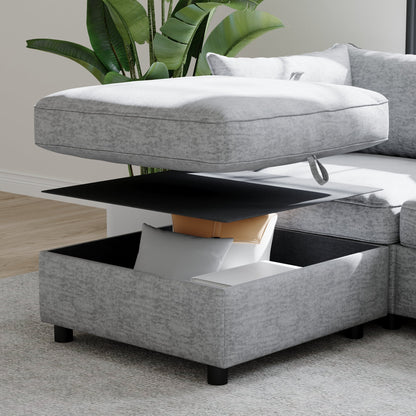 Modular Sofa Bed With Fabric And Hidden Storage