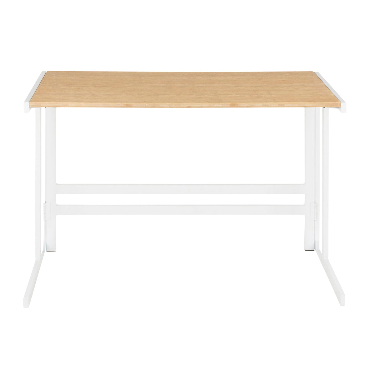 Industrial Office Desk with Bamboo Top in natural finish and white frame on Tampa Home & Garden Store